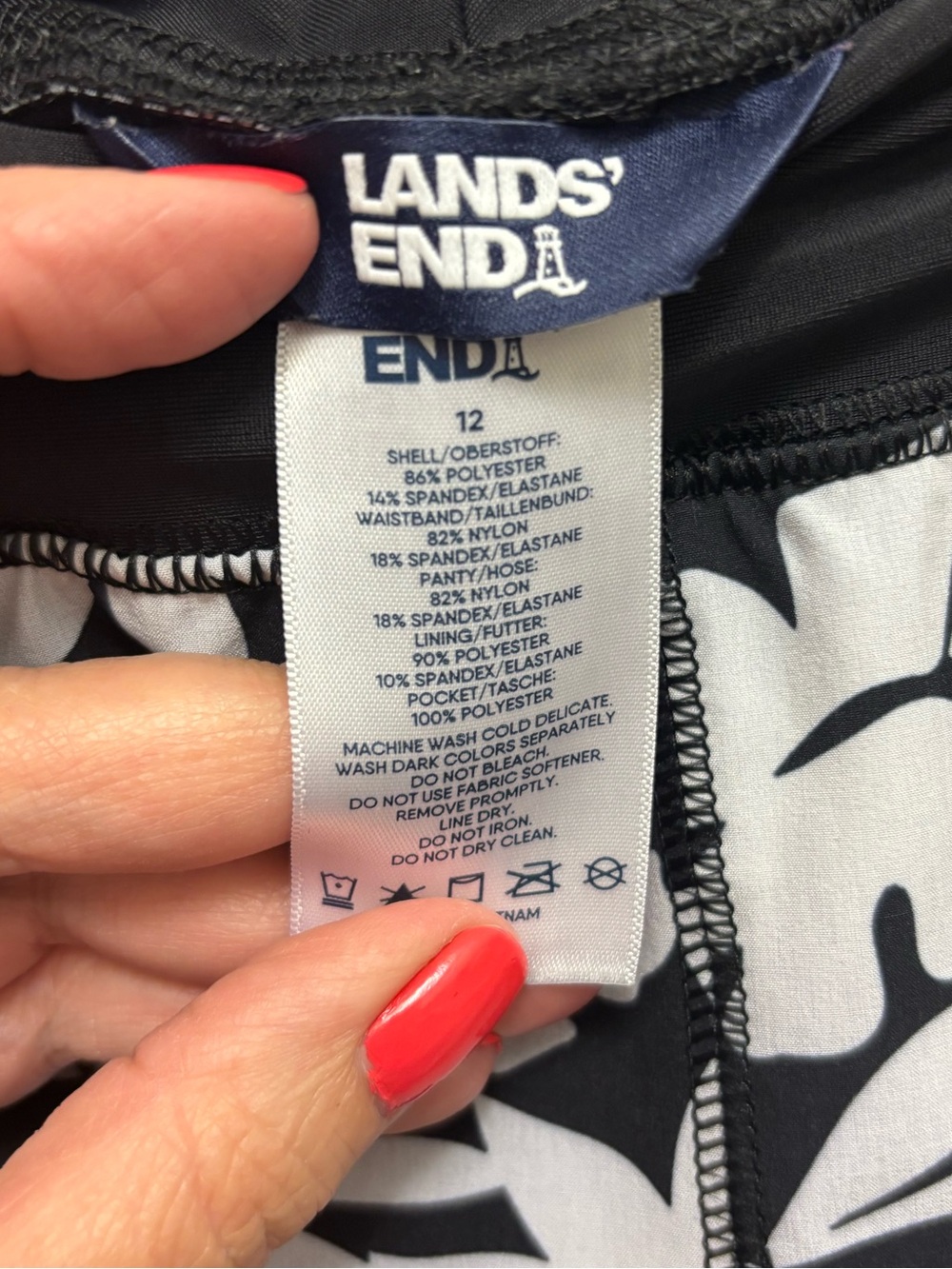 Lands End Swim Shorts Women’s Size 12 Color Black and White - Picture 8 of 8